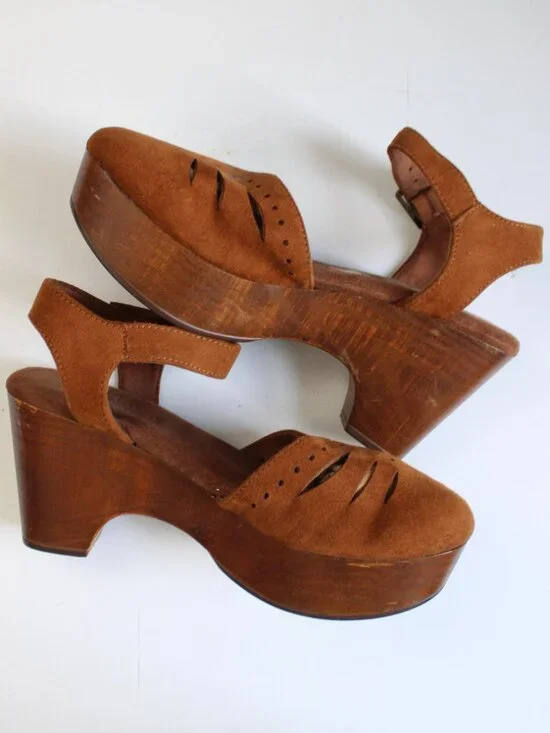 Cliffs by White Mountain Cassidy Brown Faux Suede Heeled Cushioned Clogs sz 5.5 - Picture 6 of 10